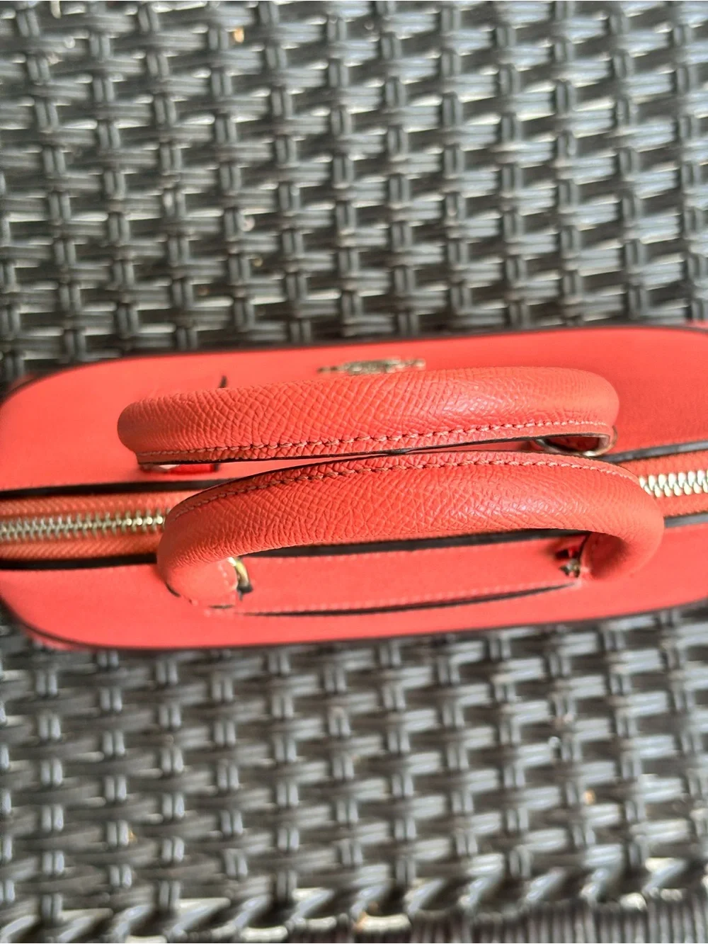 Coach Sierra Mini Satchel/Crossbody Bright Coral Pink Crossgrain Leather